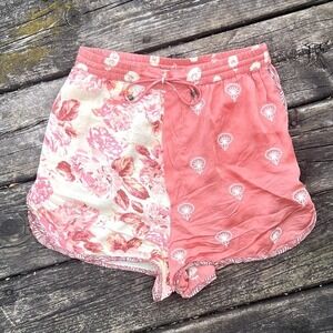ZARA Women's XS Pink Floral Embroidered Split Design Shorts Drawstring Waist‎